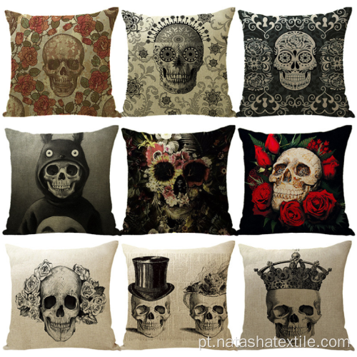 Capa de almofada Hot Linen Halloween Skull